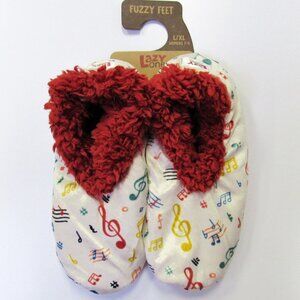 Multicolor Music Note Print Non Skid Slippers Size L/XL Women's Size 7-9 NEW